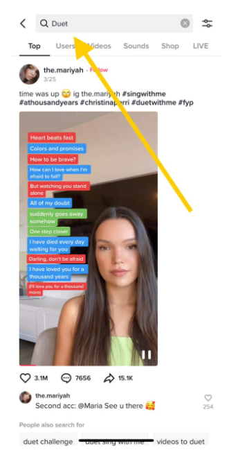 如何在TikTok上搜索合拍视频?